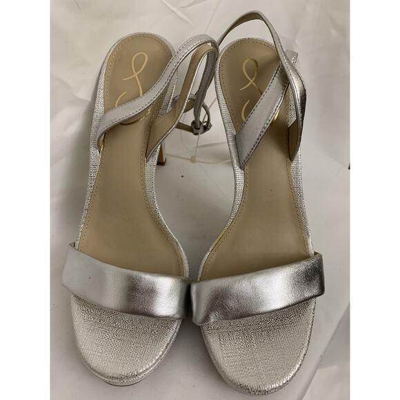 Sam Edelman Silver Strappy Heels Womens 6 Sparkly - Picture 1 of 7